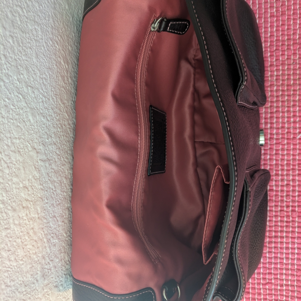 Coach Brown Leather Shoulder Bag, Tan Strap, Pink Interior/Stitching - NEW! 🩷 - Picture 8 of 13